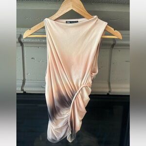 Zara Ruched Cream and Black Tank Top